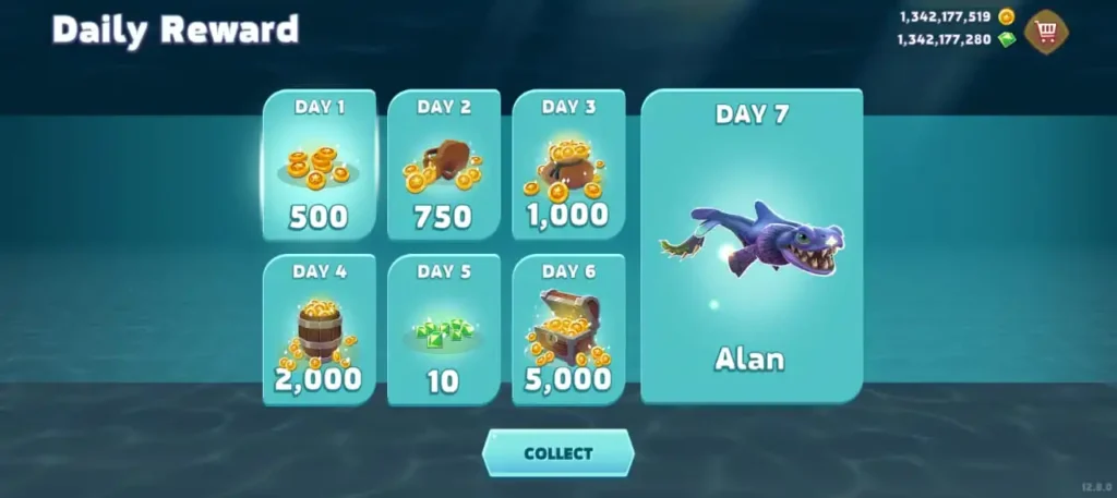 Daily Rewards in Hungry Shark Evolution MOD APK