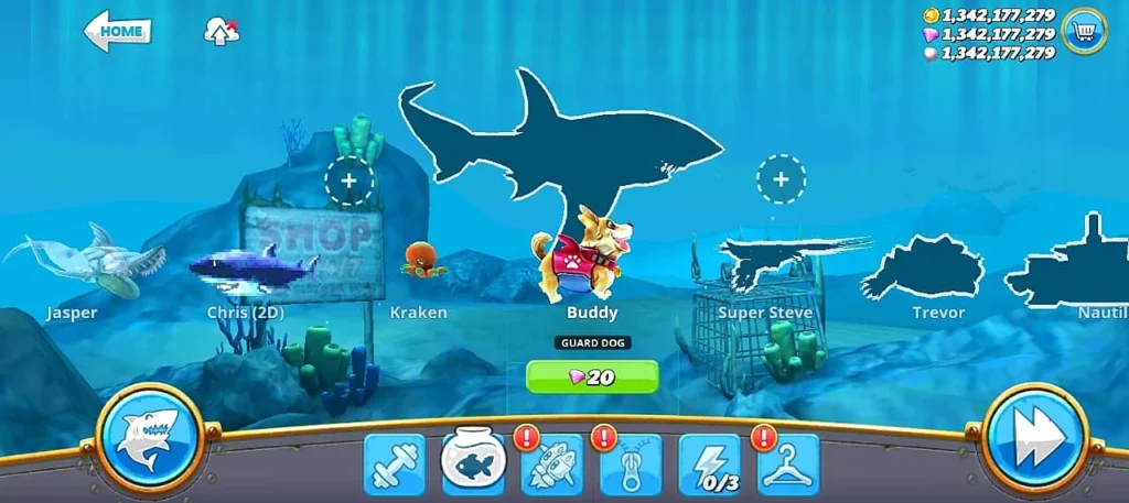 hungry shark world mod apk free shopping