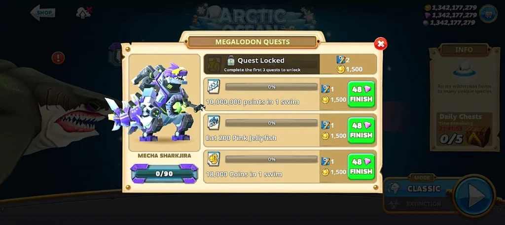 Missions in Hungry Shark World MOD APK