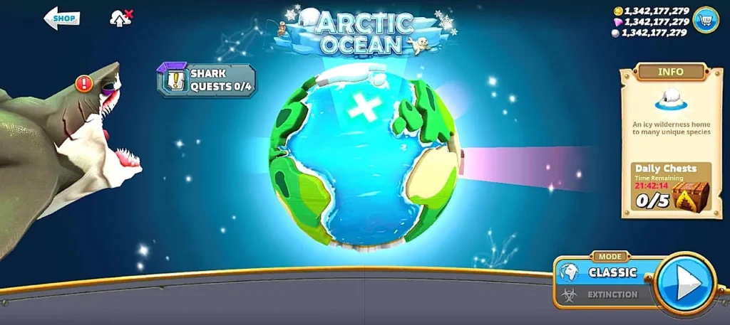 Oceans in Hungry Shark World mod apk latest version