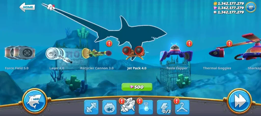 Upgradation in Hungry Shark World MOD APK